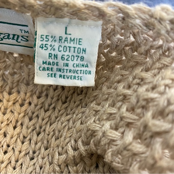 Shenanigans vintage sweater Large Appliquéd Flowers Beige Taupe Pink Blue Green - Picture 7 of 10